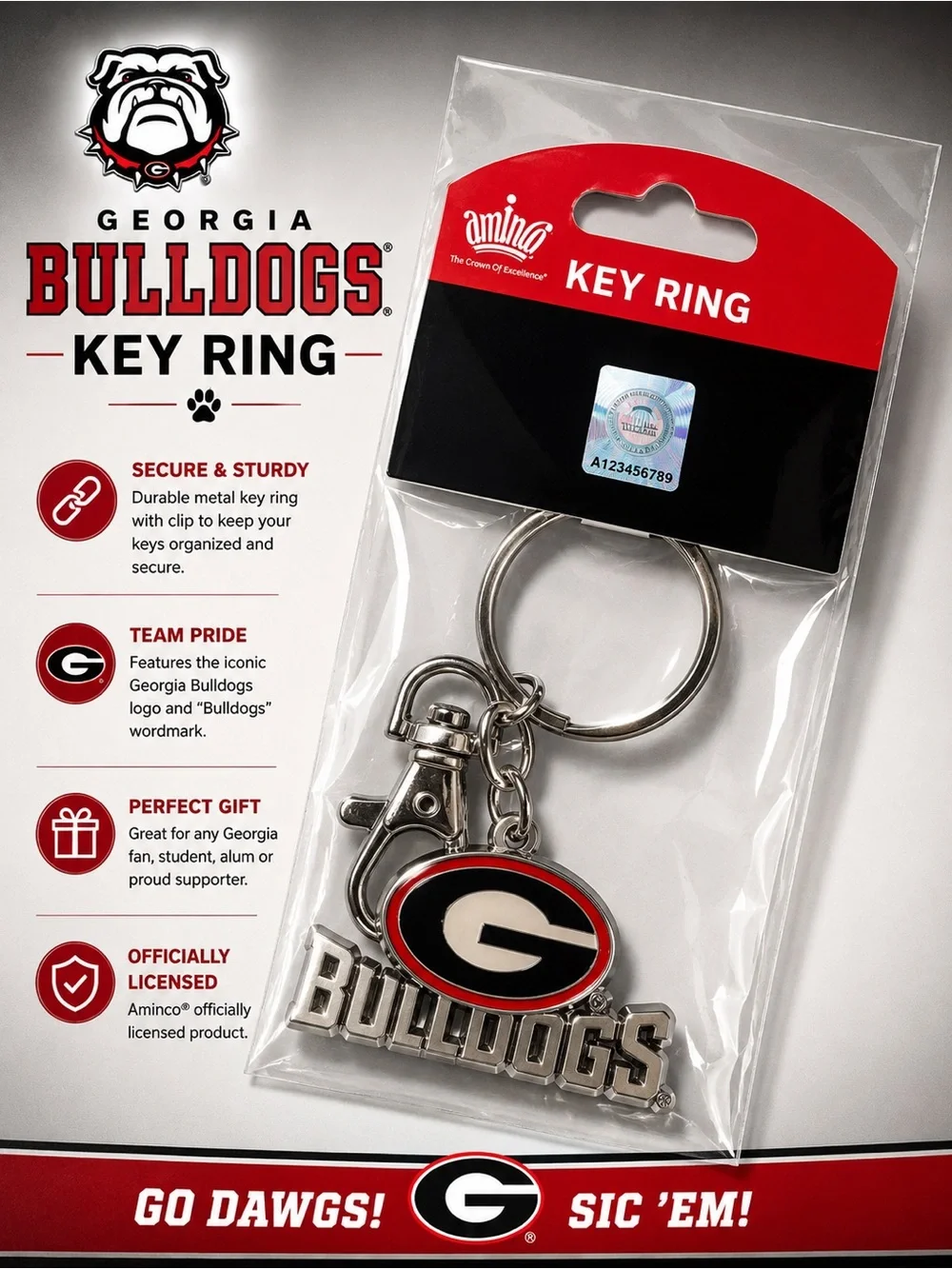 Georgia Bulldogs “G”Heavyweight Keychain